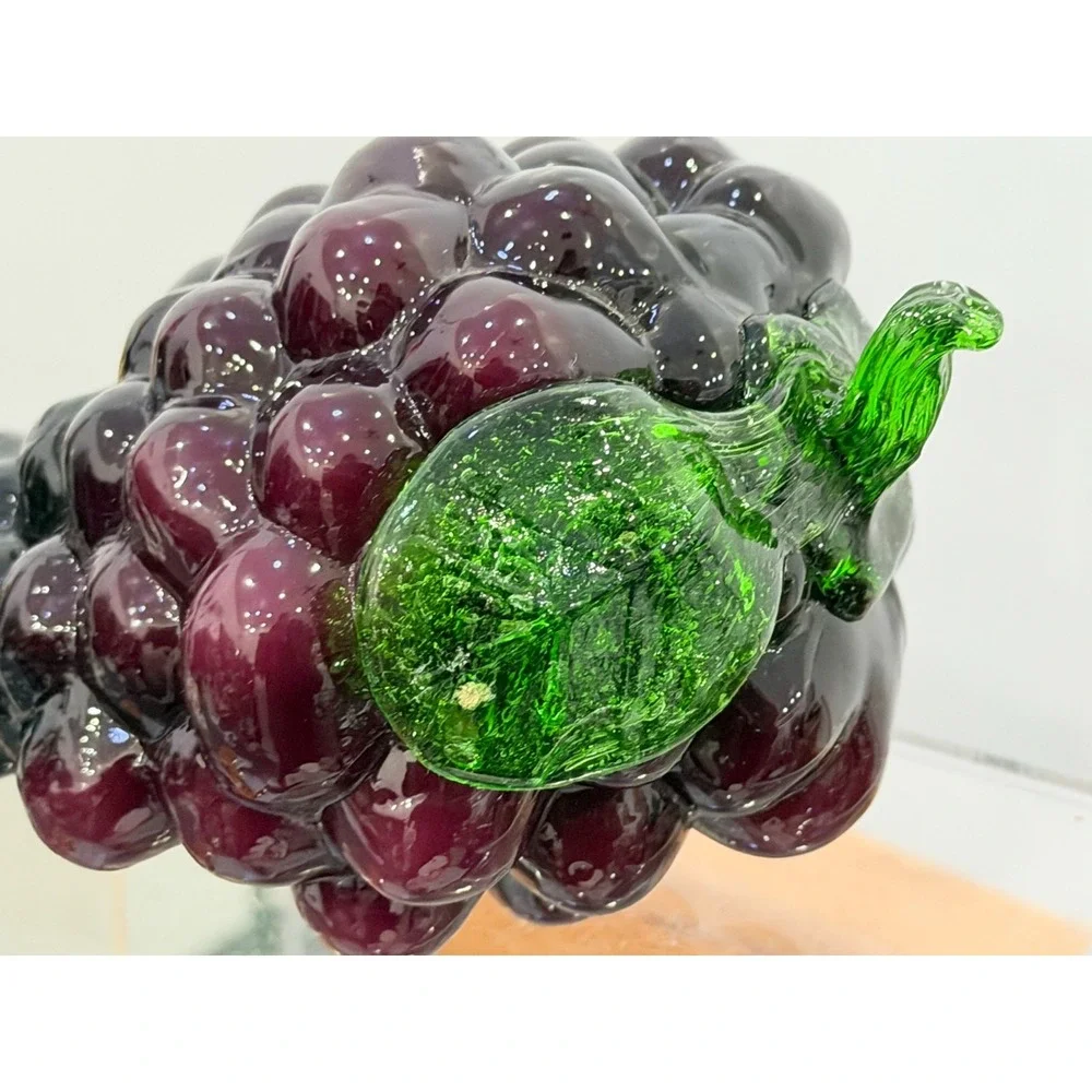 Art Glass Grapes Cluster Vintage Purple Fruit Sculpture Centerpiece 6